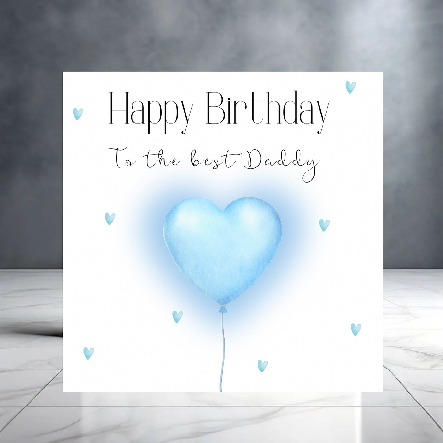 Blue Happy Birthday to the Best Daddy Greeting Card with Heart Balloon
