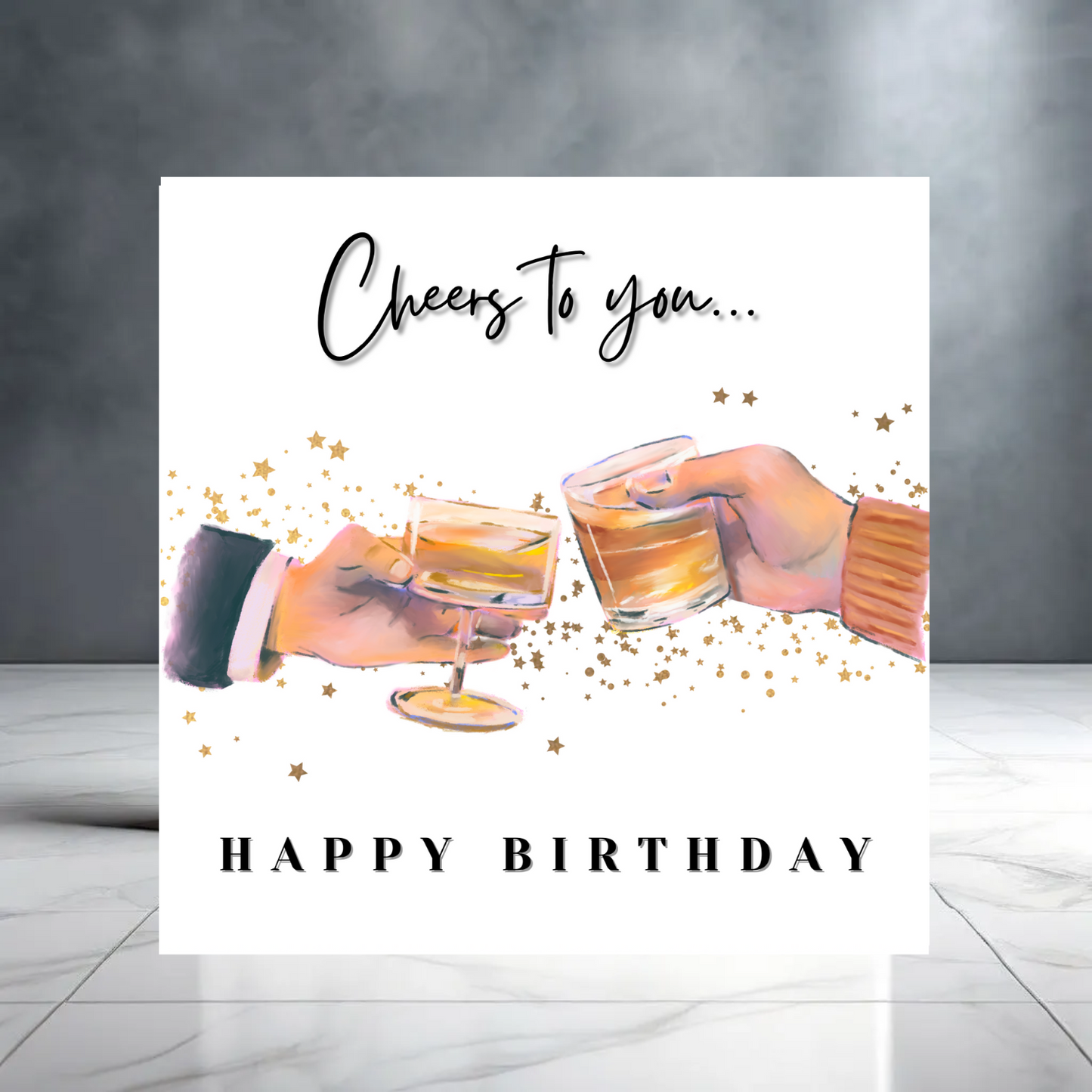 Cheers to You Cocktail Birthday Card - Birthday Card for him - Whiskey - Gin
