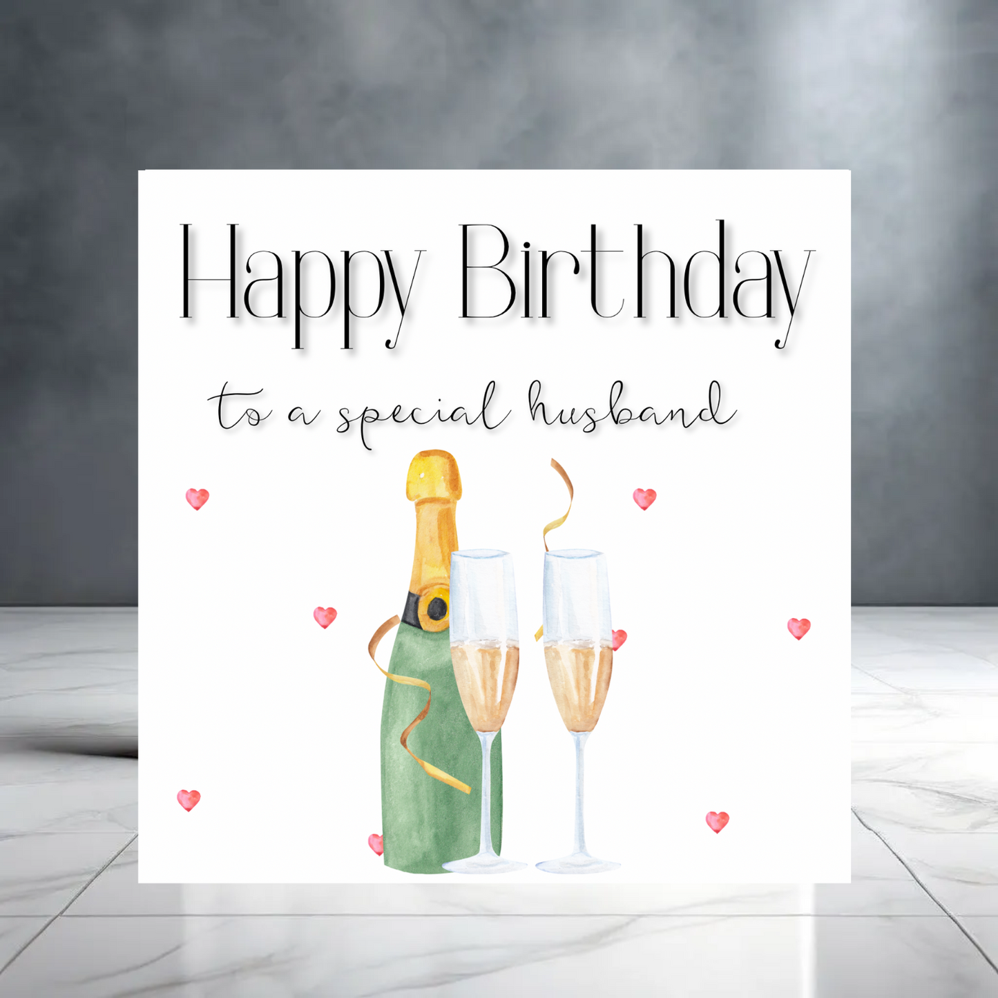 Happy Birthday to a Special Husband Greeting Card with Champagne