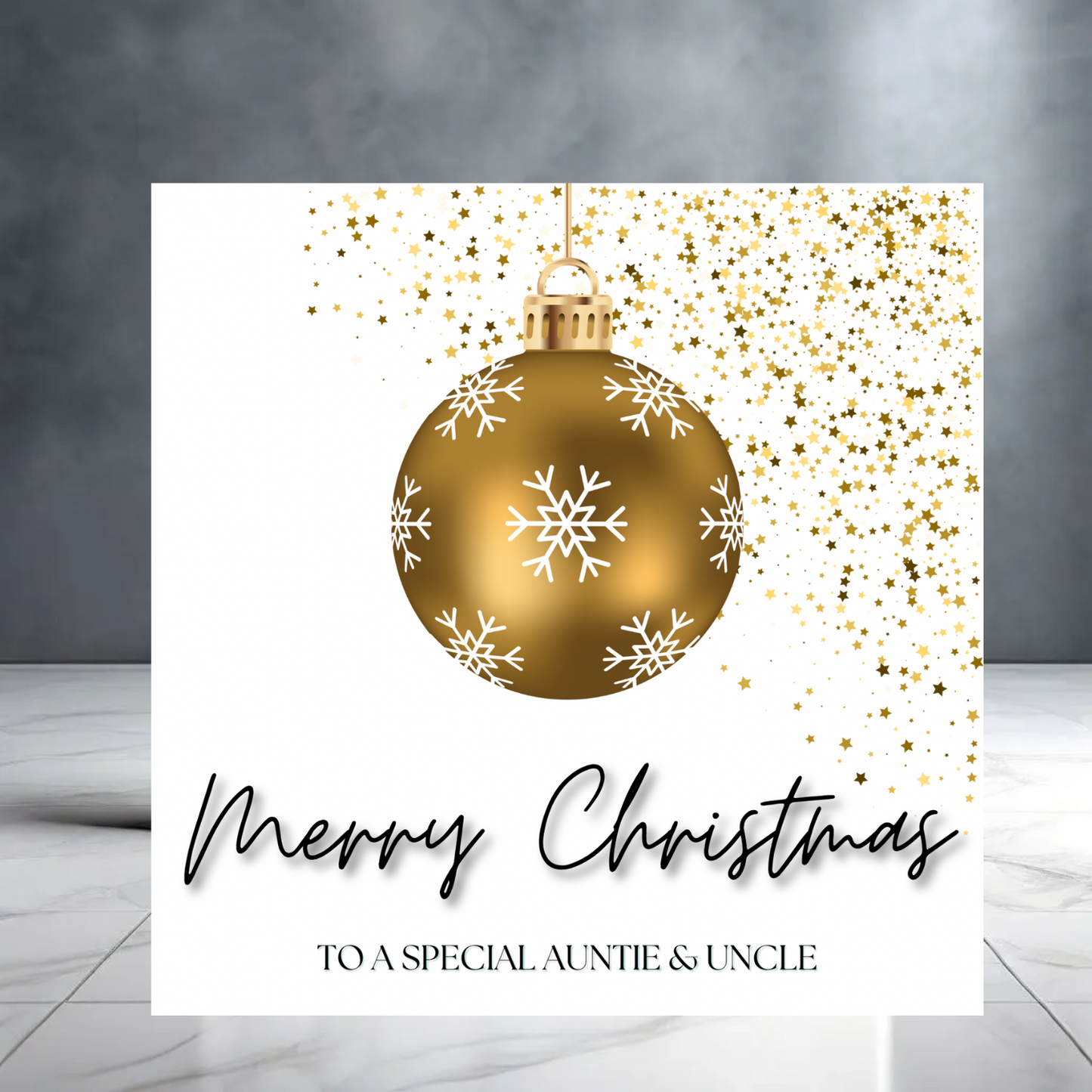 Merry Christmas To a Special Auntie & Uncle - Christmas Card with Bauble