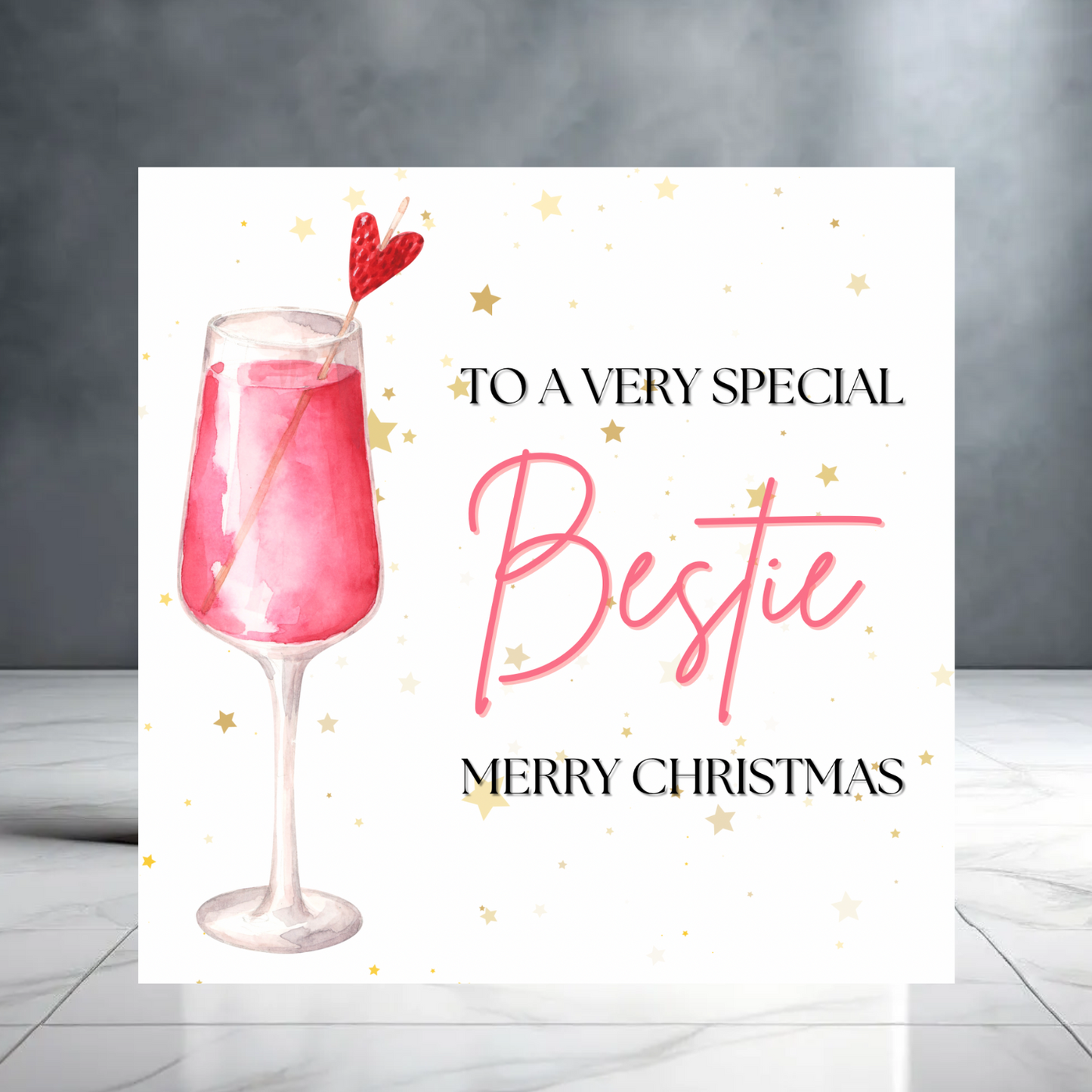 Merry Christmas To a Special Bestie - Christmas Greeting Card with Cocktail