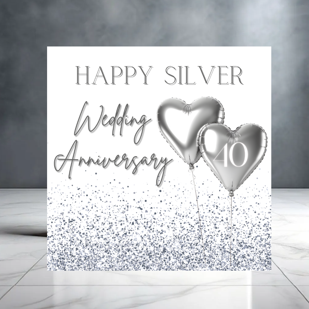 Happy 40th Silver Wedding Anniversary Card with Balloons