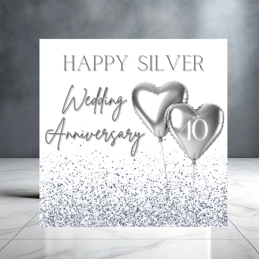 Happy 40th Silver Wedding Anniversary Card with Balloons