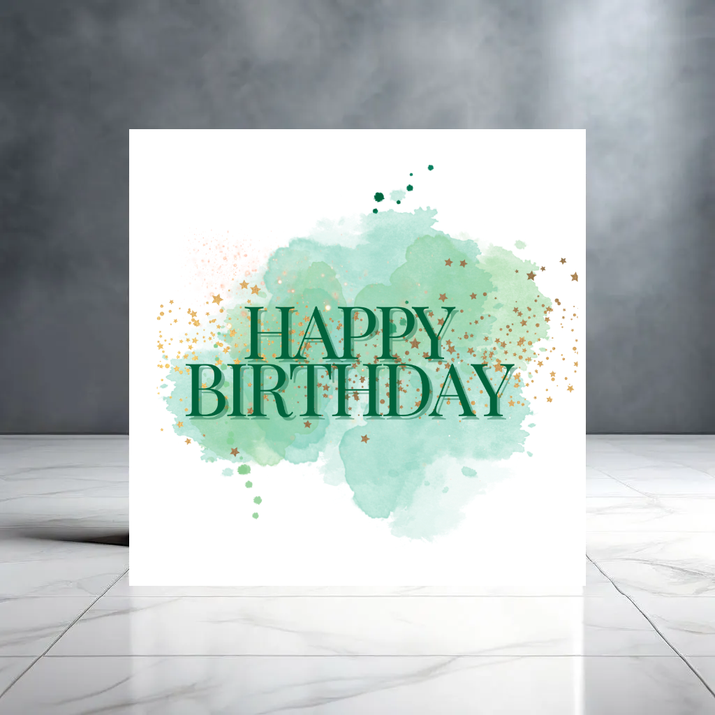 Green Splash Happy Birthday Card for Him