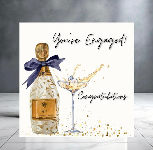 You’re Engaged! Congratulations on Your Engagement Greeting Card With Champagne Diamond Ring