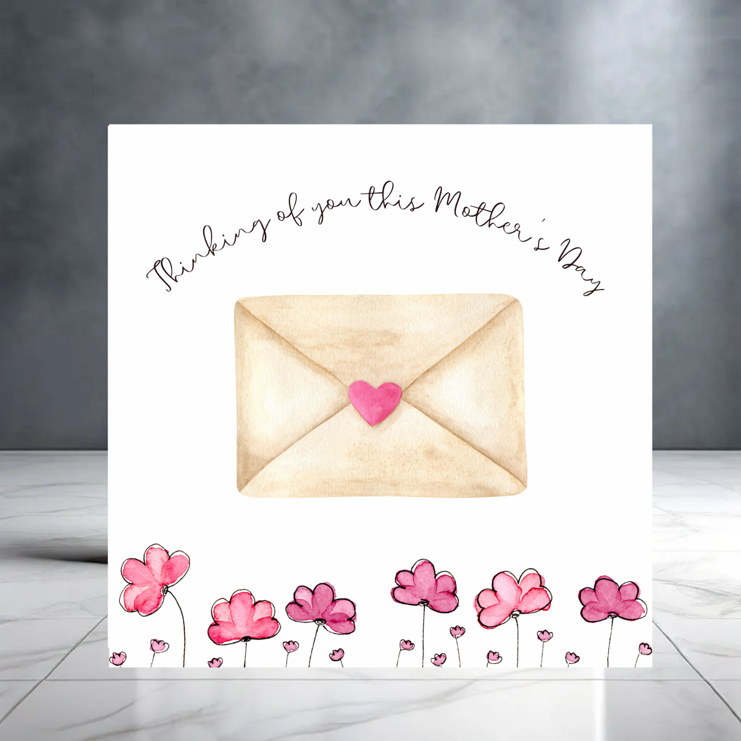 Pink Thinking of You This Mother’s Day Greeting Card with Envelope and Flowers - Grieving - Parent Loss