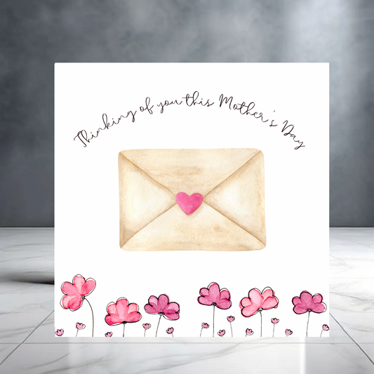 Pink Thinking of You This Mother’s Day Greeting Card with Envelope and Flowers - Grieving - Parent Loss