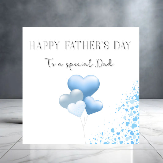 Happy Father’s Day To a Special Dad Card with Blue Heart Balloons