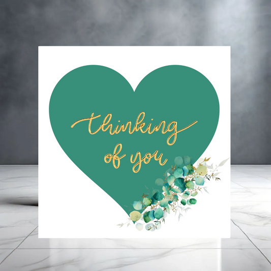 Get Well Soon Card – Green Floral Thinking of You – Post-Surgery, Illness, Bereavement