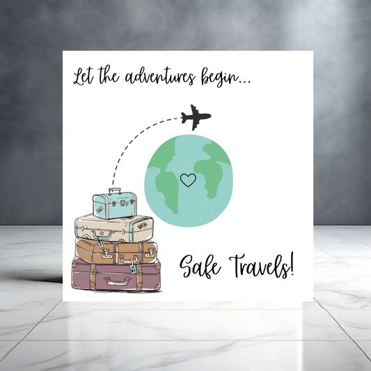 Let the New Adventures Begin, Safe Travels - Good Luck Greeting Card for Moving Abroad - Travelling