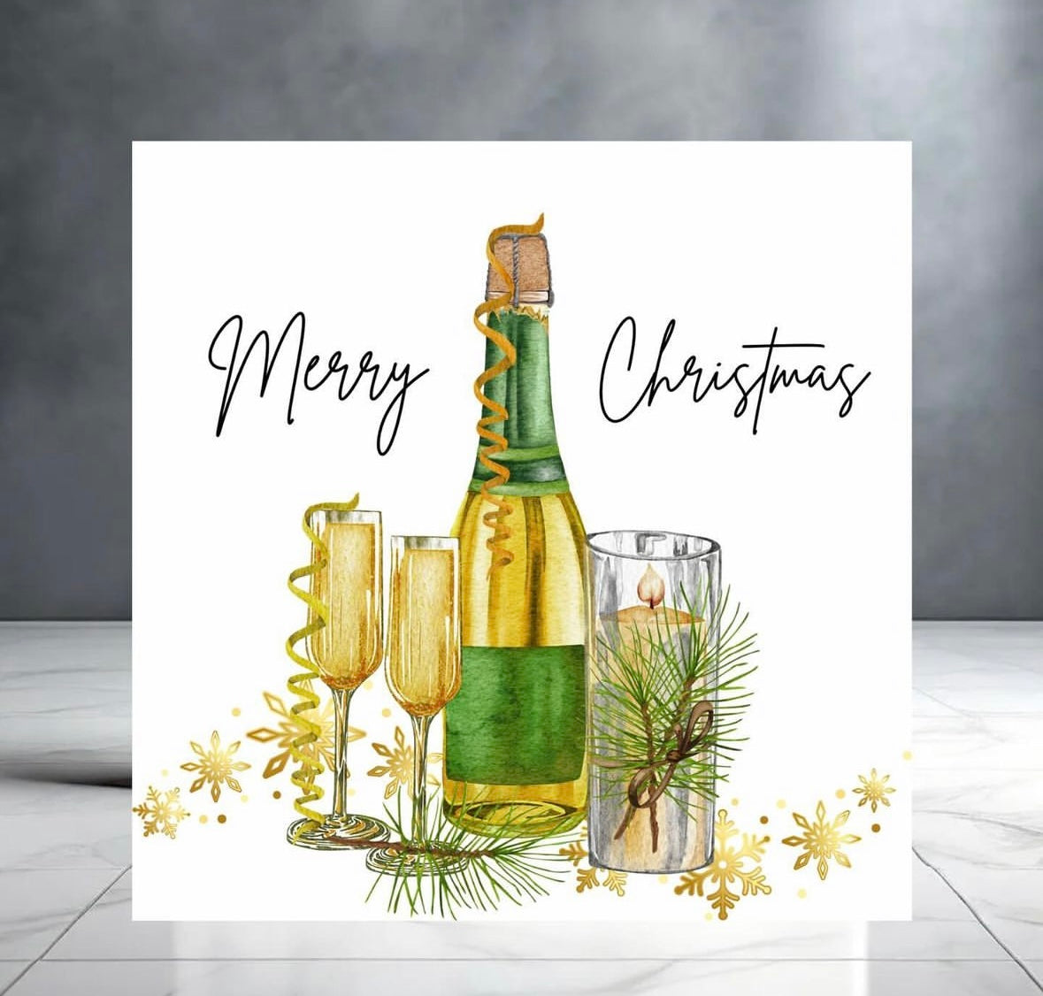 Merry Christmas Champagne Card - Christmas Cheers - Celebrations - Festive