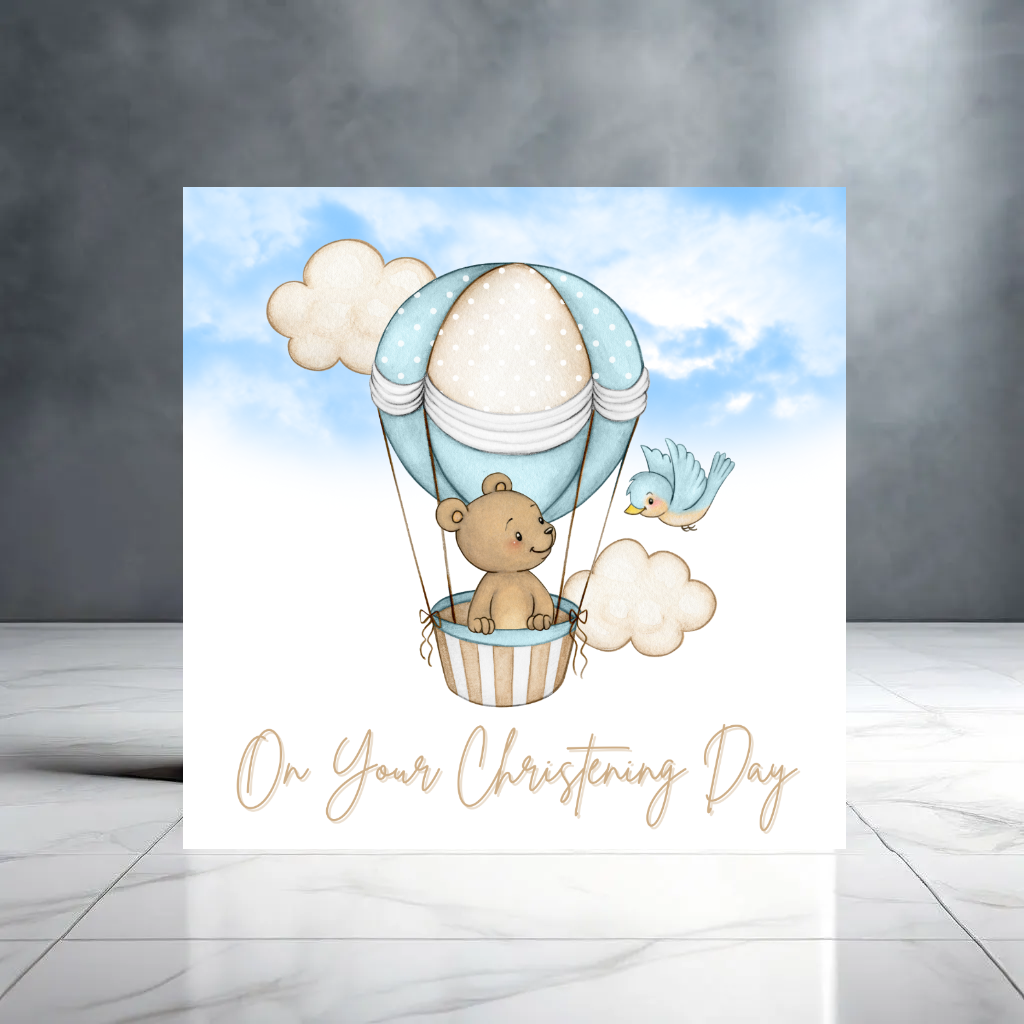 Blue and Neutral On Your Christening Day Greeting Card for Baby Boy - Baby Girl