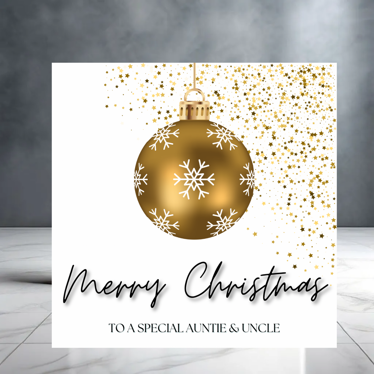 Merry Christmas To a Special Auntie & Uncle  - Christmas Card with Bauble