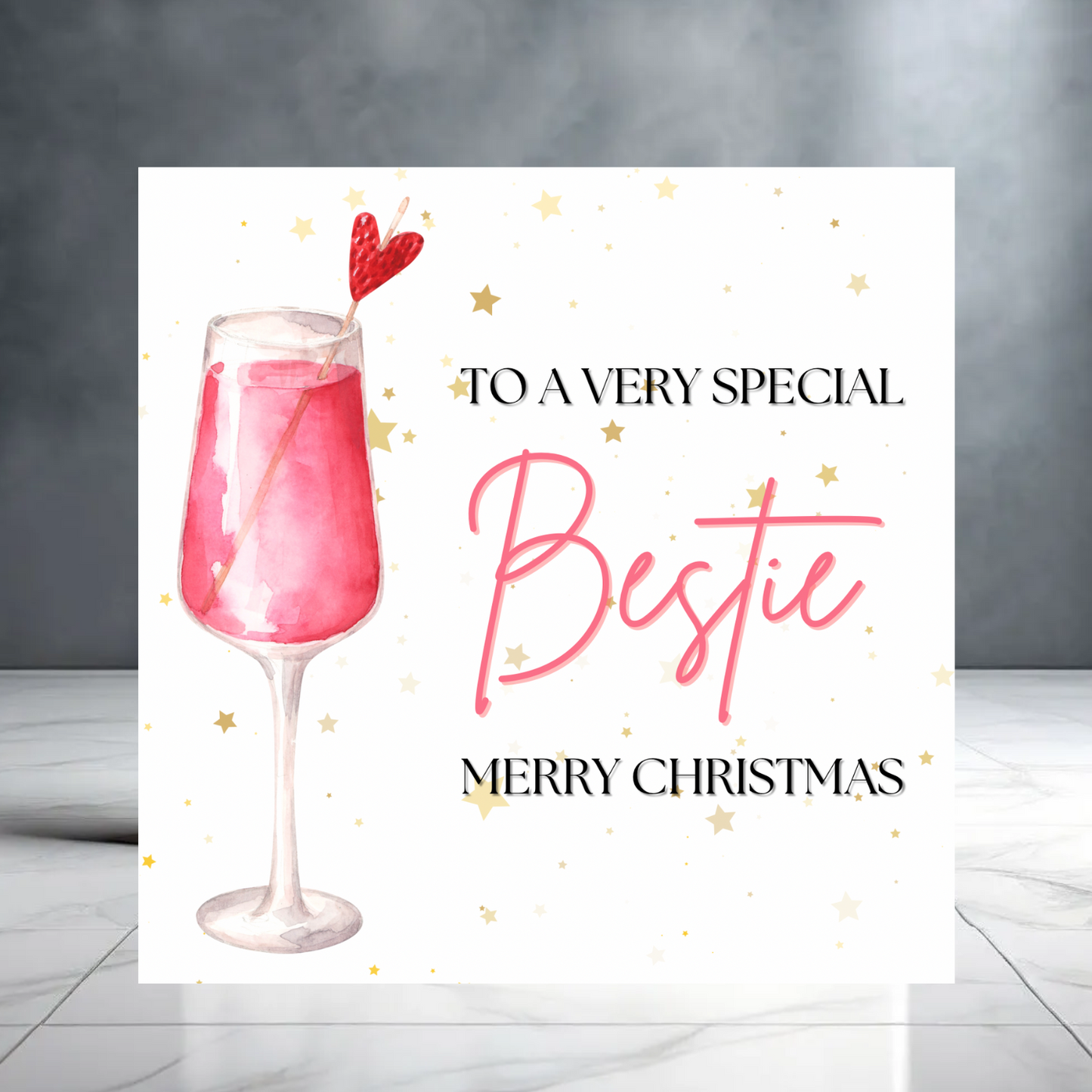 Merry Christmas To a Special Bestie  - Christmas Greeting Card with Cocktail