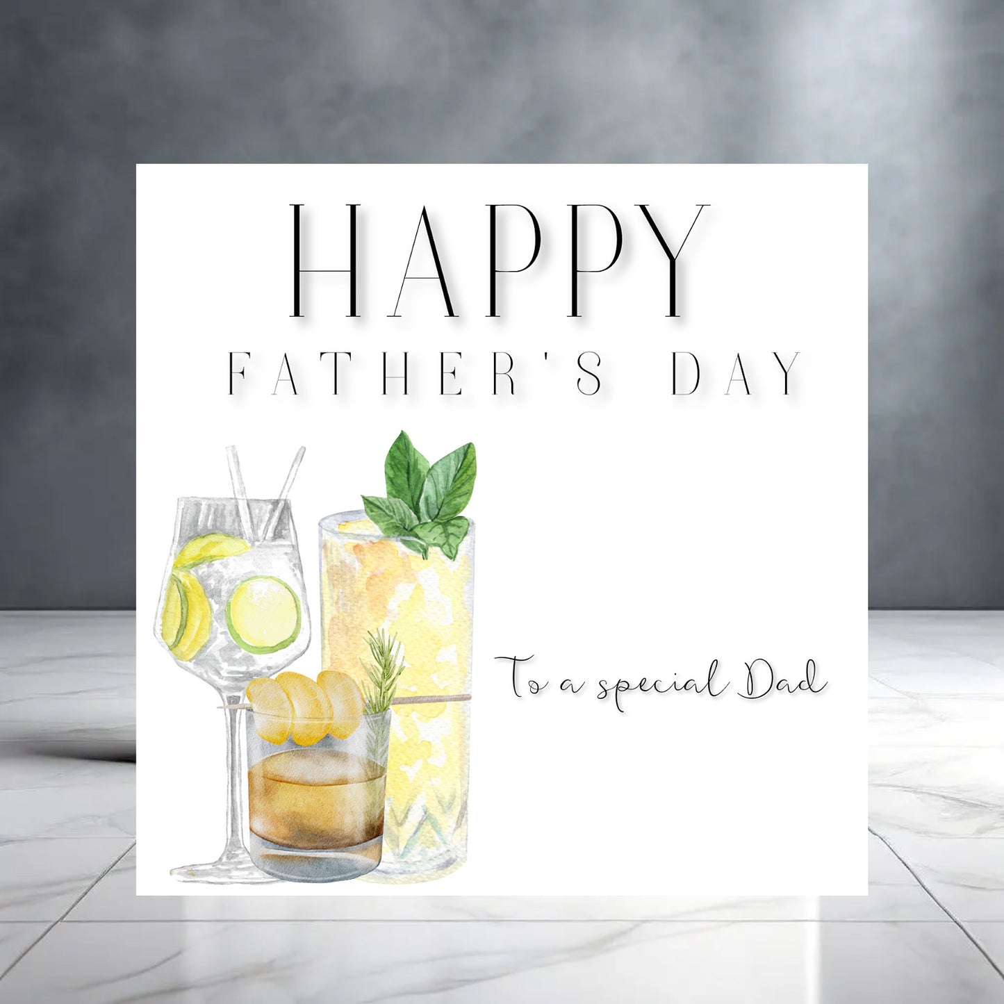 Happy Father’s Day To a Special Dad Card with Cocktails, Gin, Whiskey - alcohol