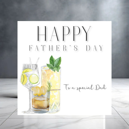 Happy Father’s Day To a Special Dad Card with Cocktails, Gin, Whiskey - alcohol