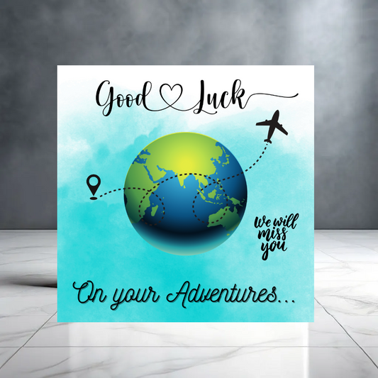Good Luck on your New Adventure, You Will be Missed - Good Luck on your Travels Greeting Card for Moving Abroad - Travelling