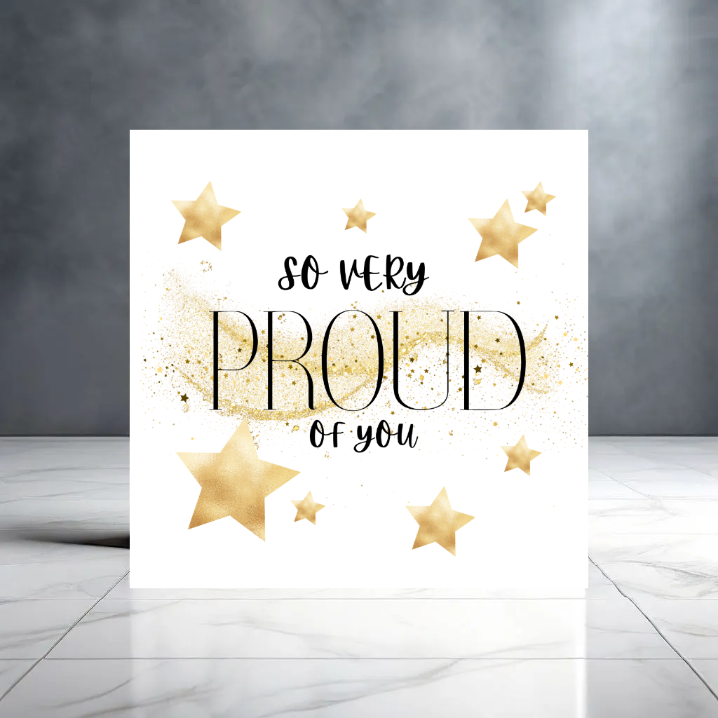 So Very Proud of You Card - Congratulations Card - Gold Stars